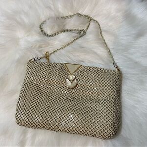 Vintage‎ women’s cream metal mesh  crossbody purse